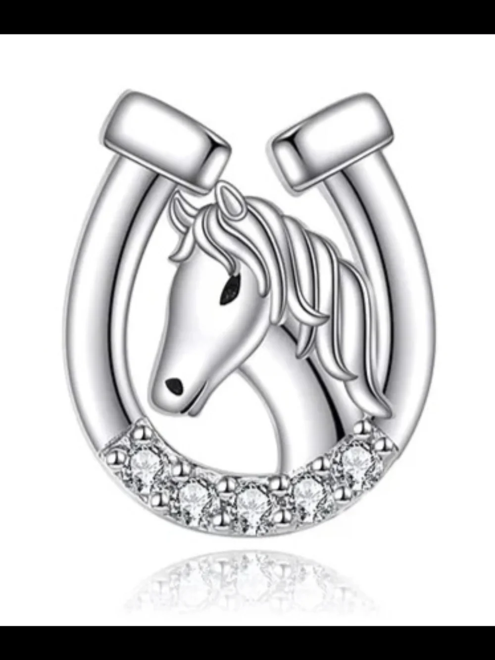 Silver Horse & Horseshoe Crystal Pendant Earrings